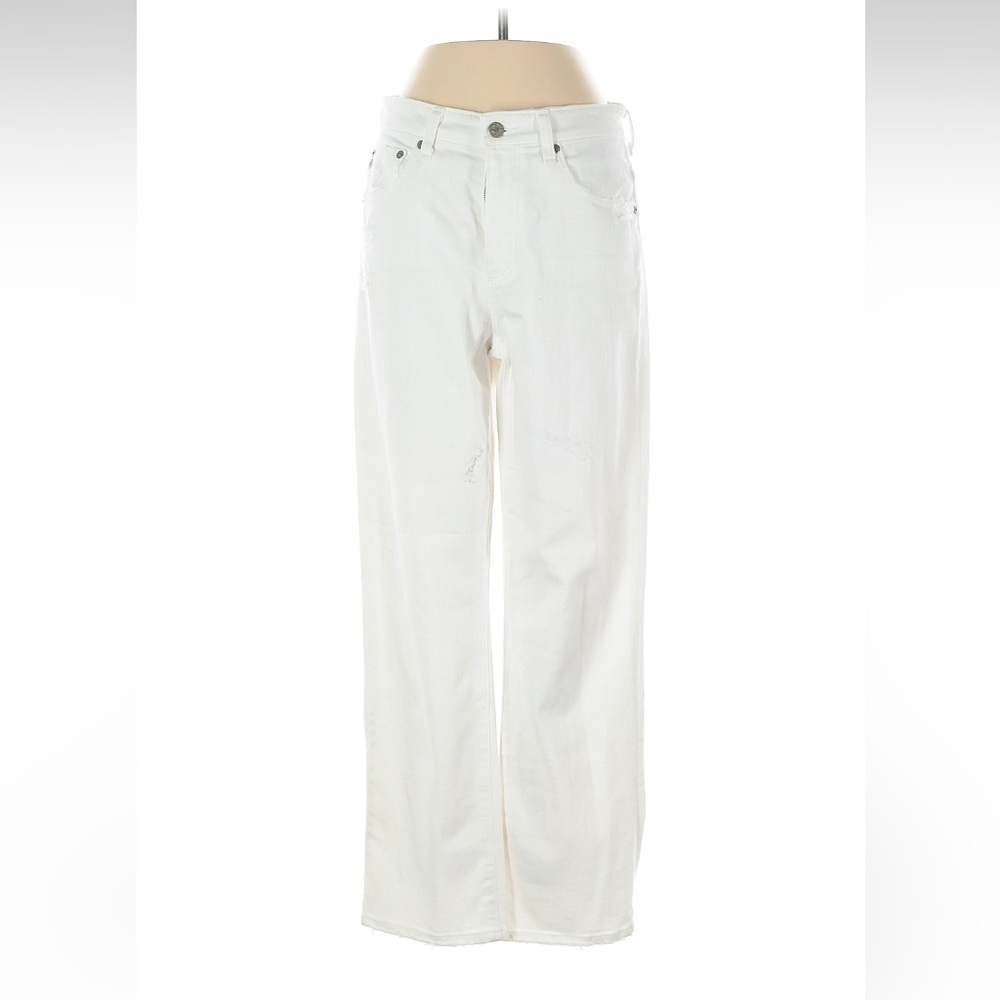 Ag Adriano Goldschmied White High Waisted Straight Leg 27 Jeans